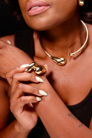 Teardrop Metal Bangle Bracelet