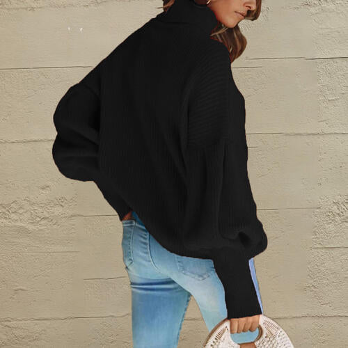 Turtleneck Lantern Sleeve Sweater